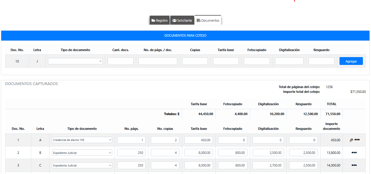 Documentos para cotejos