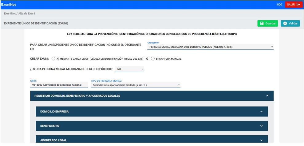 Expediente Único de Identificación