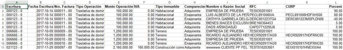 Reporte de Excel